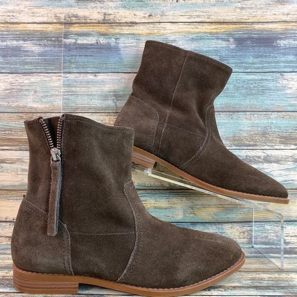 Steve Madden Shoes - Steve Madden Constant Khaki Suede Slip On Ankle Boot Block Heel Womens Size 7M